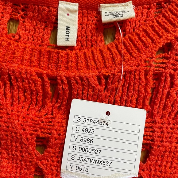 Anthropologie Moth Open Knit Red Rouge Short Sleeve Sweater - Picture 12 of 12